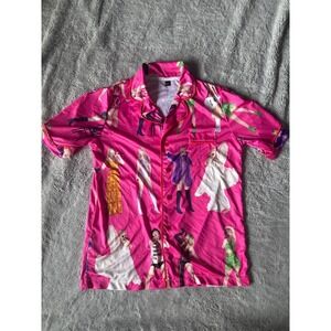 Taylor Swift Eras Tour Pink Pajama Top Short Sleeve Button Down Shirt XS